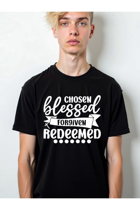 Chosen Blessed Forgiven Redeemed men's comfort colors tshirt black funny casual Comfortable loose T-shirt Retro Unisex Shirt Cotton tshirts