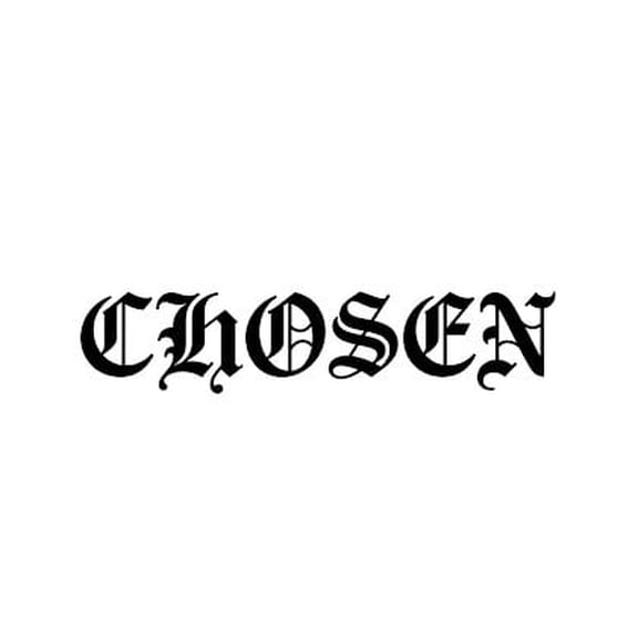 Chosen Car Decal, Old English Font Christian Vinyl Sticker, Gothic Faith Bumper Window Decal for Cars Trucks SUVs, Weatherproof Religious Vehicle Lettering