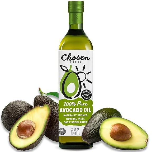 Chosen Foods 100% Pure Avocado Oil, Keto Diet Friendly, Kosher Oil for Baking, High-Heat Cooking, Frying, Homemade Sauces, Dressings and Marinades (1 liter)