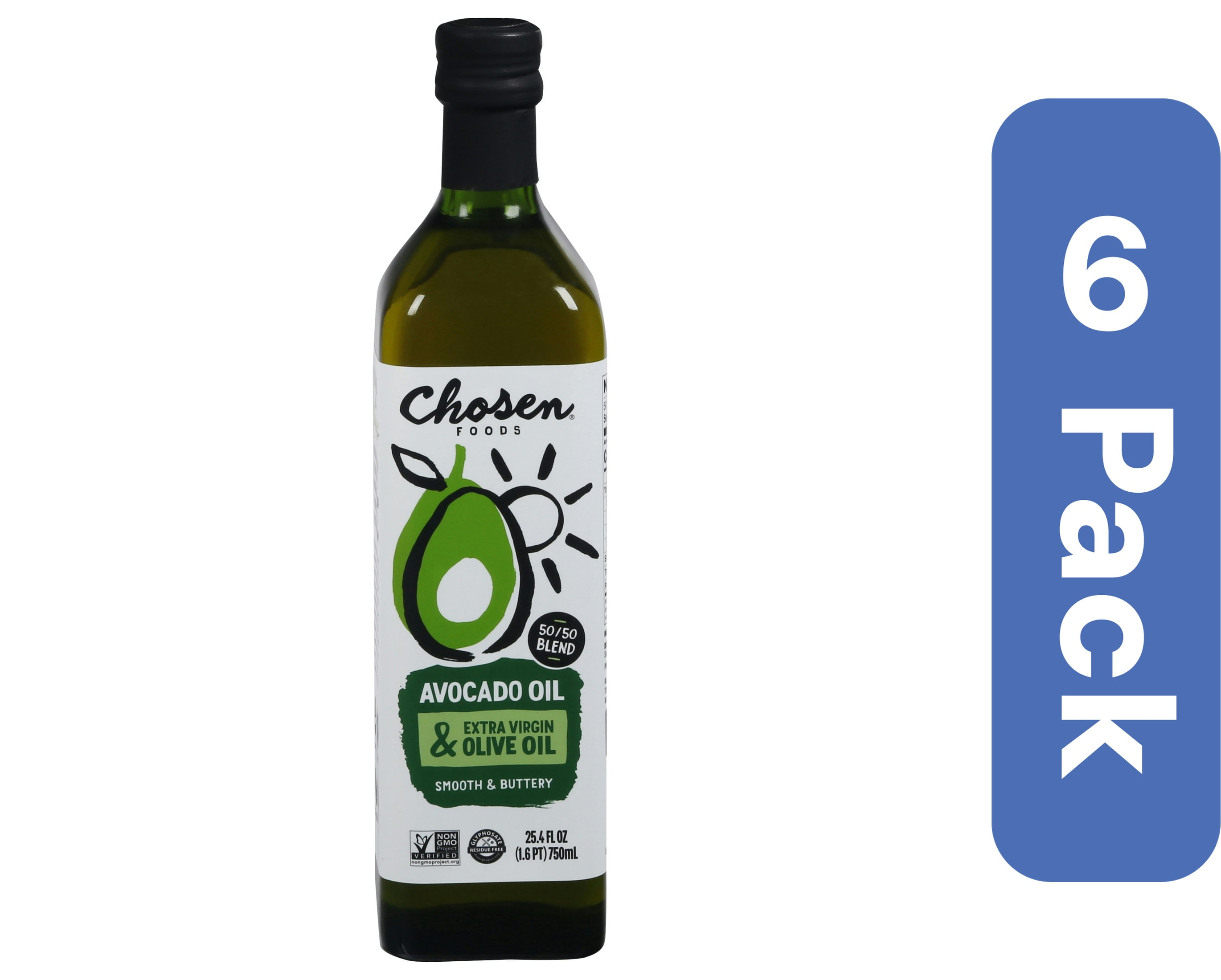 Chosen Foods 50/50 Blend Avocado Extra Virgin Oil 750 ml (Pack of 6)