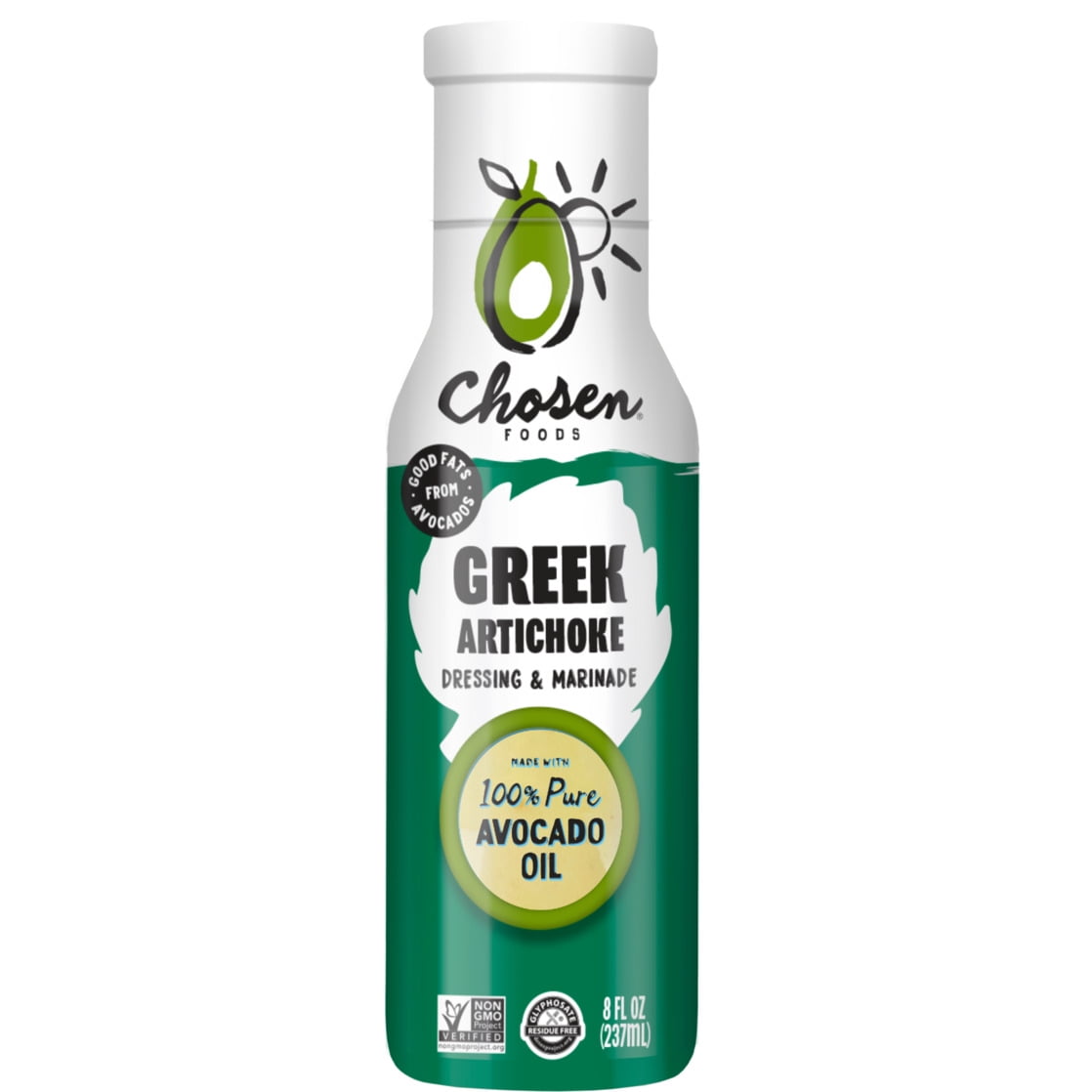 Chosen Foods Greek Artichoke Avocado Oil Dressing Marinade 8 fl. Oz.