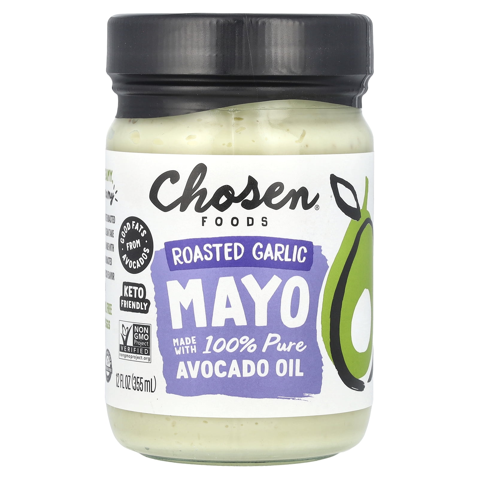 Chosen Foods Roasted Garlic Mayo, 12 fl oz (355 ml) - Walmart.com