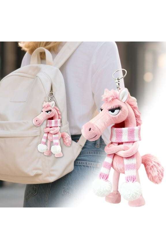 Chosen Horse Plush Keychain with Cozy Knitted Sweater, Cute Animal Bag Charm for Backpack Purse, Soft Stuffed Toy Keychain Accessory Gift