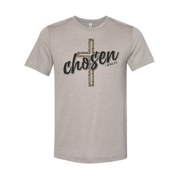 Chosen Shirt, Chosen Leopard, Cross Shirt, Jesus, Christian Shirts, Jesus Shirt, Godly Apparel, Christian T-shirt, Soli Deo Gloria, Messiah, Heather Stone, LARGE
