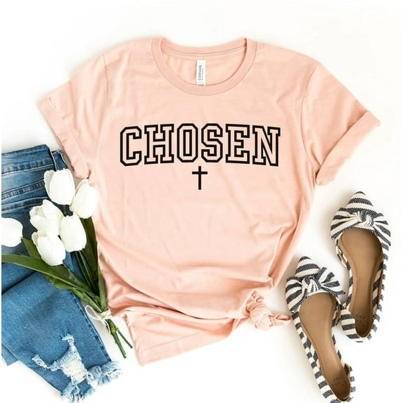 Chosen T-shirt Christian Shirt Gift Prayer Inspiration Religion Tee Church Top Christmas Shirts Women's Start Today With Jesus For Women