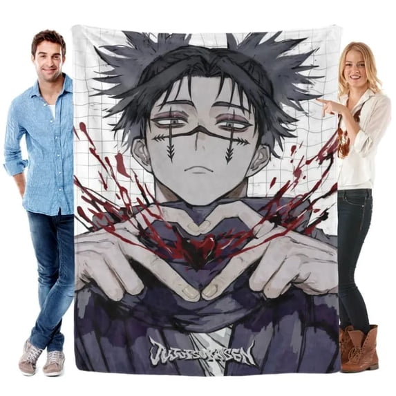 Choso Blood Heart JJK Sherpa Blanket, Hand-Drawn Grunge Character Art ...