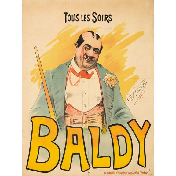 Choubrac Singer Baldy Cafe Vintage Performance Advert Extra Large Art Print Wall Mural Poster Premium XL