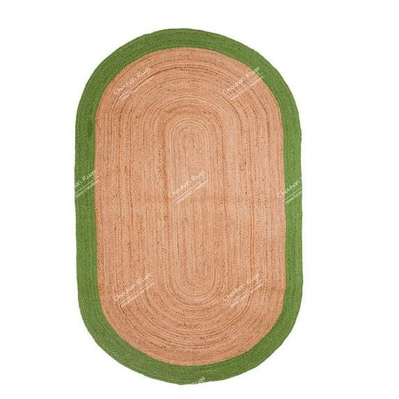 Chouhan Rugs Natural Jute Green Bordered Rug Bohemian Rug Decor Rug Handwoven Rug Custom Rug Decorative Rug