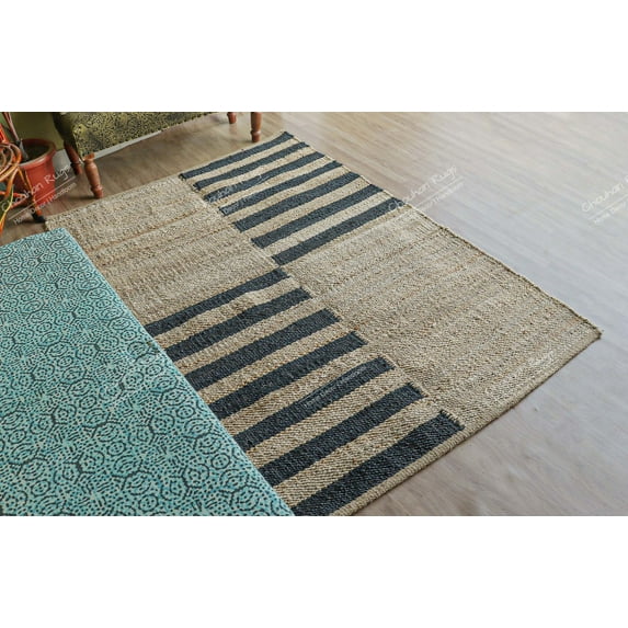 Chouhan Rugs Natural Jute Hemp Rug Bohemian Rug Decor Rug Handwoven Rug Custom Rug Decorative Rug