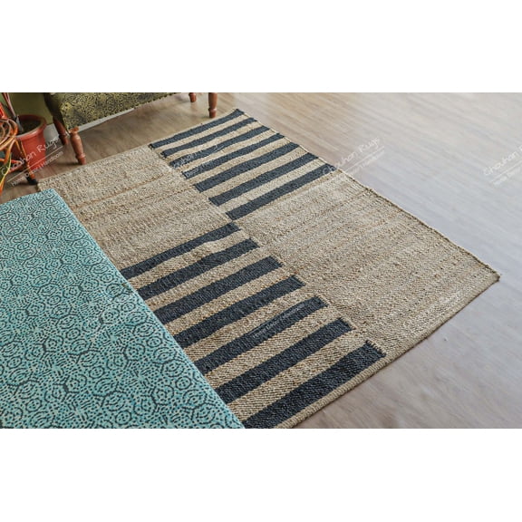 Chouhan Rugs Natural Jute Hemp Rug Bohemian Rug Decor Rug Handwoven Rug Custom Rug Decorative Rug