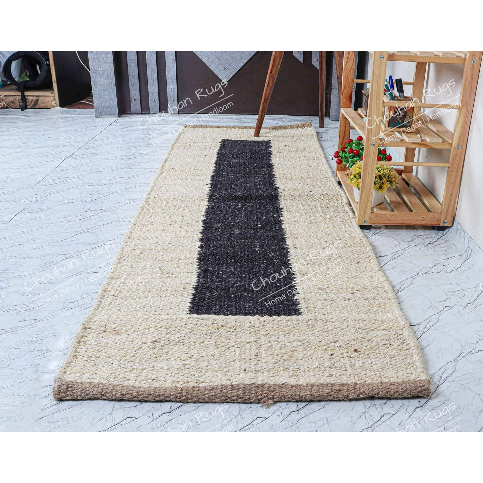 2.5' x 12' Off White & Beige Handwoven Runner