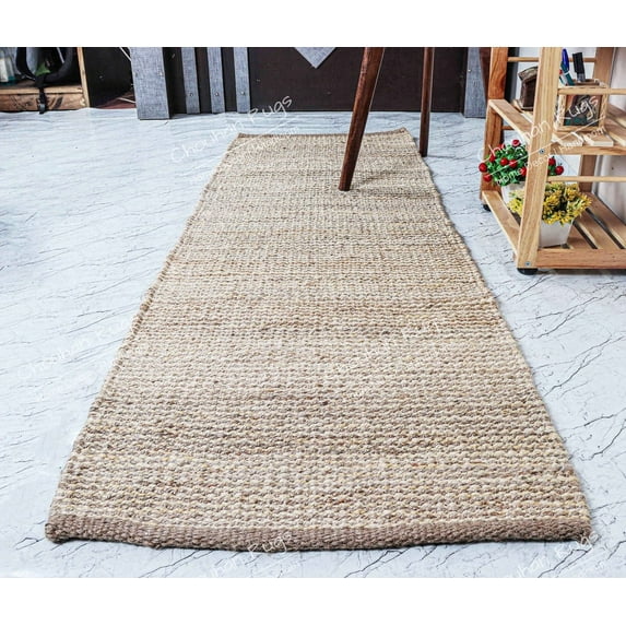 Chouhan Rugs Natural Jute Hemp Runner Rug Bohemian Rug Decor Rug Handwoven Rug Custom Rug Decorative Rug