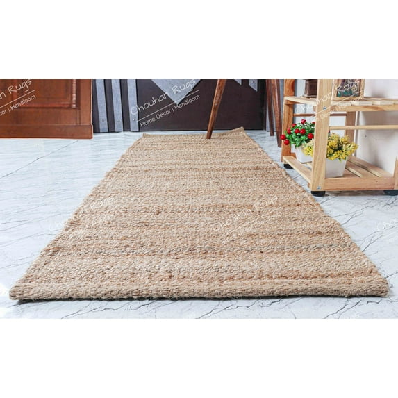 Chouhan Rugs Natural Jute Hemp Runner Rug Bohemian Rug Decor Rug Handwoven Rug Custom Rug Decorative Rug