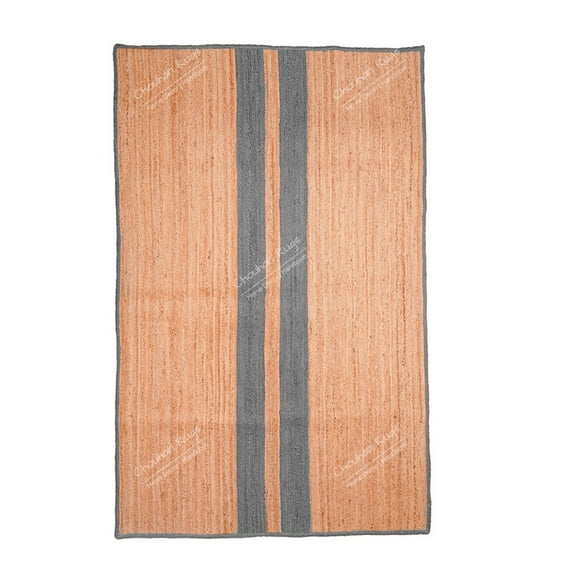 Chouhan Rugs Natural Jute Light Grey Lined Rug Bohemian Rug Decor Rug Handwoven Rug Custom Rug Decorative Rug