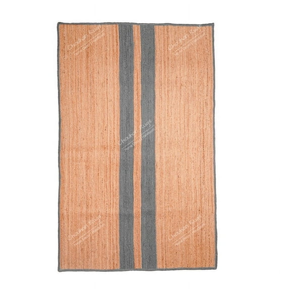 Chouhan Rugs Natural Jute Light Grey Lined Rug Bohemian Rug Decor Rug Handwoven Rug Custom Rug Decorative Rug