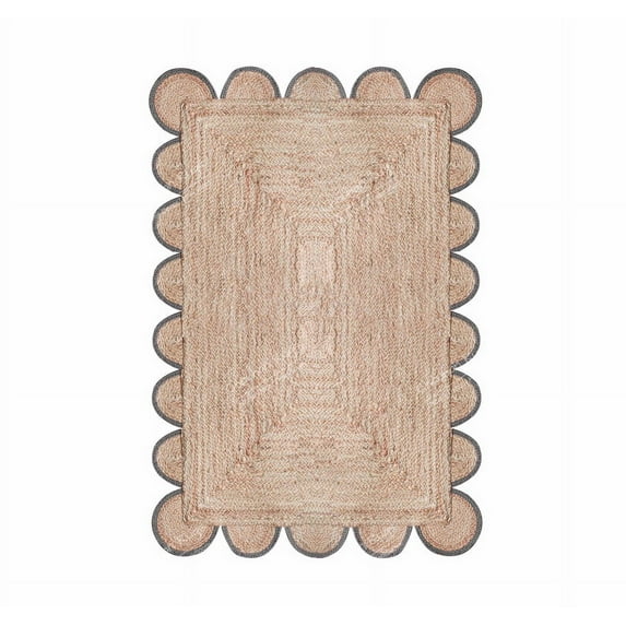 Chouhan Rugs Natural Jute Light Grey Scalloped Rug Bohemian Rug Decor Rug Handwoven Rug Custom Rug Decorative Rug
