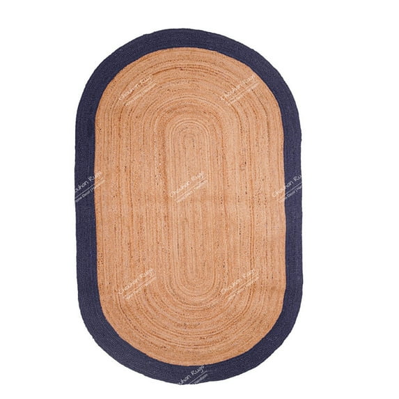 Chouhan Rugs Natural Jute Navy Bordered Rug Bohemian Rug Decor Rug Handwoven Rug Custom Rug Decorative Rug