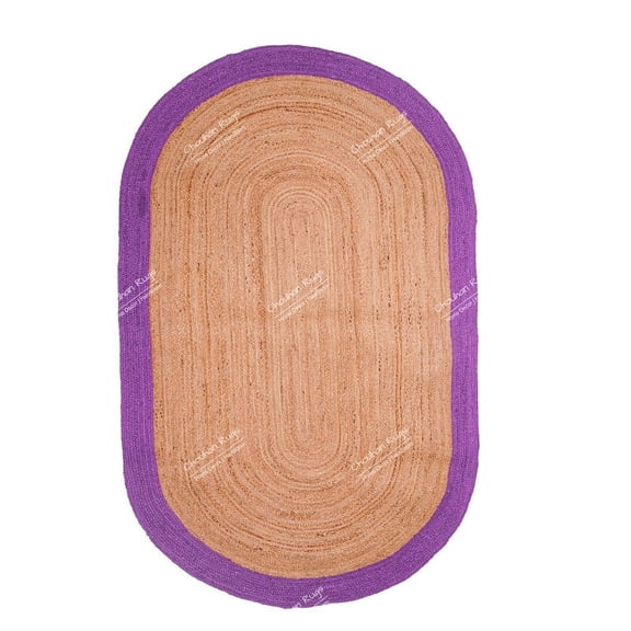 Chouhan Rugs Natural Jute Purple Bordered Rug Bohemian Rug Decor Rug Handwoven Rug Custom Rug Decorative Rug