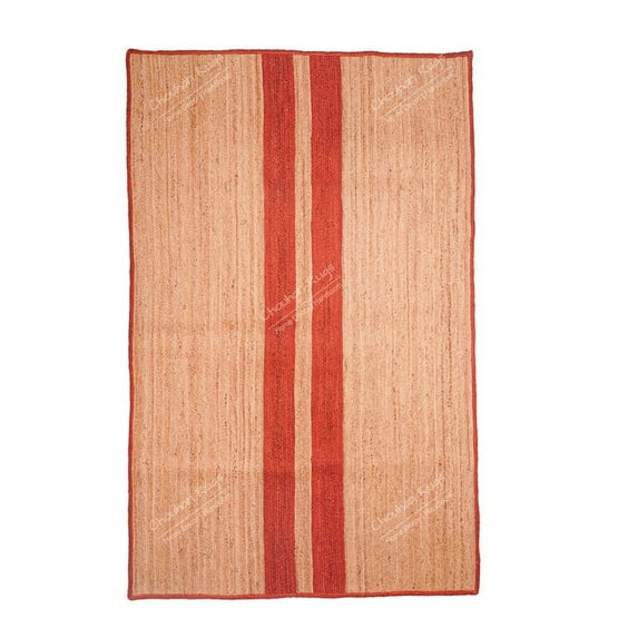 Chouhan Rugs Natural Jute Red Lined Rug Bohemian Rug Decor Rug Handwoven Rug Custom Rug Decorative Rug