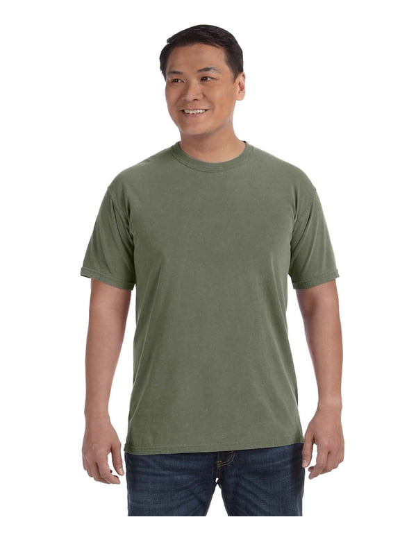 Chouinard Comfort Men's Knit Collar Garment Dye Hem T-Shirt, Style 1717