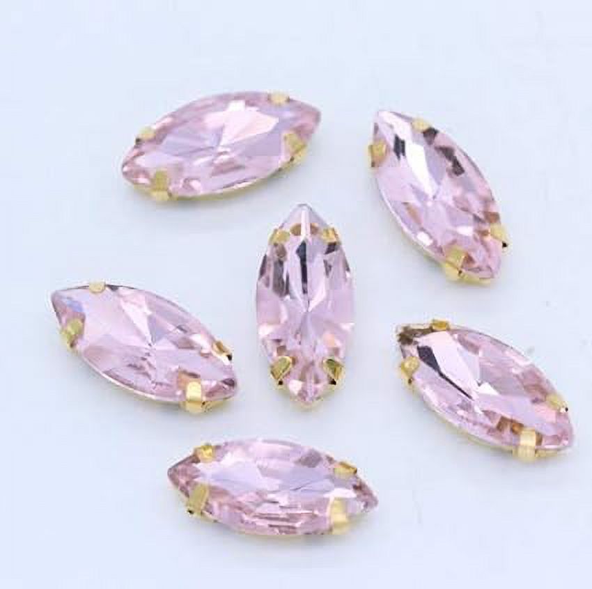 48pcs Emerald Sew-On Claw Rhinestones – 13x18mm Oval Glass Stones In Gold Prong Setting For Dresses & Bags