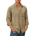 thumbnail image 1 of Chouyatou Men's Cotton Long Sleeve Shirts Casual Relaxed Fit Lapel Button Down Shirts with Pocket, 1 of 2