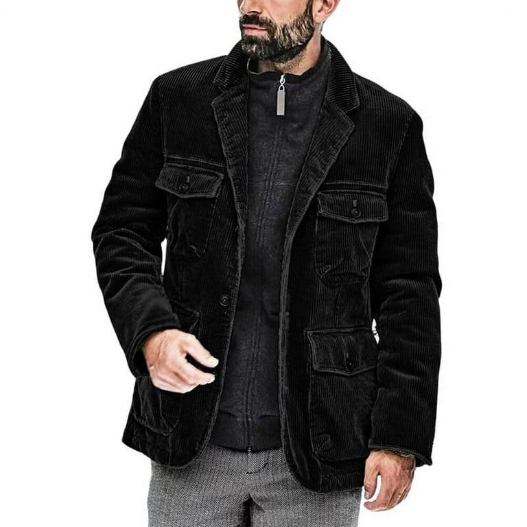 Chouyatou Men s Vintage Corduroy Notched Lapel Button Down Business Blazer Jacket Sport Coat Walmart