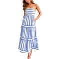thumbnail image 1 of Chouyatou Women Spaghetti Strap Back Smocked Maxi Striped Dress Summer Casual Floral flowy Beach Sun Dress, 1 of 5