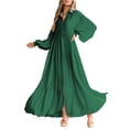 thumbnail image 1 of Chouyatou Women's Casual Long Sleeve Button Down Shirt Dress Elegant Pleated Flowy Swing Maxi Dress, 1 of 6