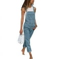 thumbnail image 1 of Chouyatou Women's Casual Slim Fit Adjustable Straps Solid Denim Bib Skinny Jeans Pants Overalls Jumpsuits, 1 of 2