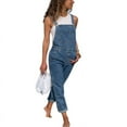 thumbnail image 1 of chouyatou Women's Casual Slim Fit Adjustable Straps Solid Denim Bib Skinny Jeans Pants Overalls Jumpsuits, 1 of 3