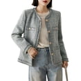thumbnail image 1 of Chouyatou Women's Elegant Houndstooth Tweed Jacket Button Down Fringed Tassel Blazer Jacket Coat, 1 of 6