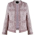 thumbnail image 1 of Chouyatou Women's Elegant Open Front Round Neck Fringed Plaid Checkered Tweed Jacket Fashion Casual Plaid Outerwear(X-Large,Pink), 1 of 3