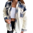 thumbnail image 1 of Chouyatou Women's Flannel Button Down Fleece Jacket Fall Fuzzy Plaid Blouse Jacket Winter Lightweight Coats, 1 of 2
