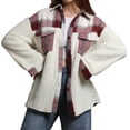 thumbnail image 1 of Chouyatou Women's Flannel Button Down Fleece Jacket Fall Fuzzy Plaid Blouse Jacket Winter Lightweight Coats, 1 of 4