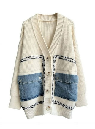Blue White Doll-Collared Knitted Cardigan | Gaeul - Ive XL