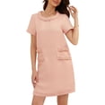 thumbnail image 1 of Chouyatou Women's Short Sleeve Crew Neck Tweed Dress A-line Button Part Elegant Mini Dresses, 1 of 6