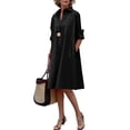 thumbnail image 1 of Chouyatou Women's Spring Summer Button-Down Shirt Dress Loose A-Line Midi Shift Tunic Dress, 1 of 4