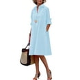 thumbnail image 1 of Chouyatou Women's Spring Summer Button-Down Shirt Dress Loose A-Line Midi Shift Tunic Dress, 1 of 4