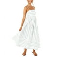 thumbnail image 1 of Chouyatou Women's Striped Back Smocked Maxi Dress Sexy Spaghetti Strap Cut Out Flowy Swing Long Dress, 1 of 3