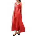 thumbnail image 1 of Chouyatou Women's Summer Casual Sleeveless Cotton Sun Dress Maxi Tunic Tank Beach Dress with Pocket, 1 of 4