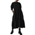 thumbnail image 1 of Chouyatou Women's Summer Puff Sleeve Maxi Tiered Babydoll Dress Casual A-Line Swing Long Shirt Dress, 1 of 3