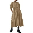 thumbnail image 1 of Chouyatou Women's Summer Puff Sleeve Maxi Tiered Babydoll Dress Casual A-Line Swing Long Shirt Dress, 1 of 4