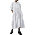 thumbnail image 1 of Chouyatou Women's Summer Puff Sleeve Maxi Tiered Babydoll Dress Casual A-Line Swing Long Shirt Dress, 1 of 3