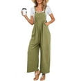 thumbnail image 1 of Chouyatou Women's Summer Wide Leg Bib Linen Overalls Palazzo Pants Casual Linen Jumpsuits(Green,L), 1 of 4