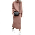 thumbnail image 1 of Chouyatou Women's Turtleneck 2 Piece Outfits Ribbed Knit Sweater Midi Pencil Skirt Set, 1 of 6