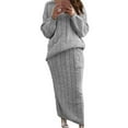 thumbnail image 1 of Chouyatou Women's Winter Chunky Cable Knit Long Skirt 2 Piece Outfit Sweater Sets, 1 of 4