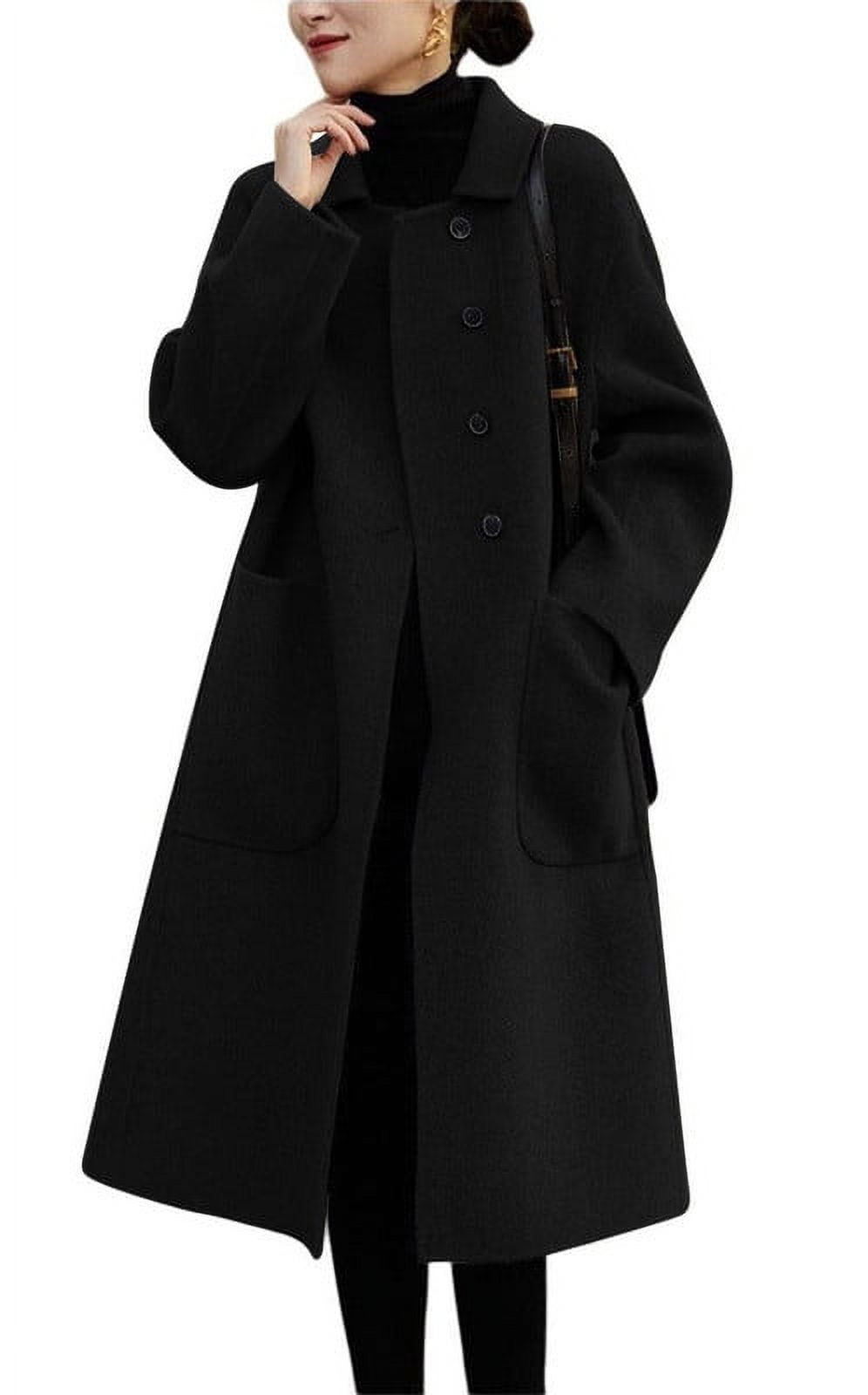 Chouyatou Women's Winter Wool Coat Single Breasted Business Casual Midi
