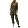 thumbnail image 1 of Chouyatou Womens Fuzzy Fleece Overall Jumpsuits Casual Loose Fit Winter Sherpa Bib Overalls with Pockets, 1 of 4