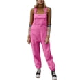 thumbnail image 1 of Chouyatou Womens Fuzzy Fleece Overall Jumpsuits Casual Loose Fit Winter Sherpa Bib Overalls with Pockets, 1 of 4